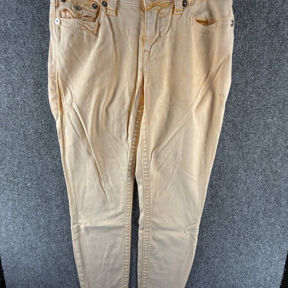 True Religion Jeans Women Yellow Cotton Blend Stretch Urban Skinny ACTL 28X28 - Picture 1 of 15